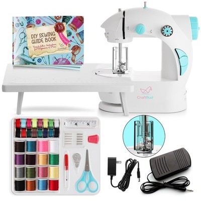 CraftBud Mini Sewing Machine for Beginners, Dual Speed Small Basic Set, White 