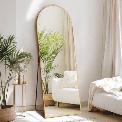 59x16 Arched Full Length Mirror Floor Standing Body Mirror Gold Home