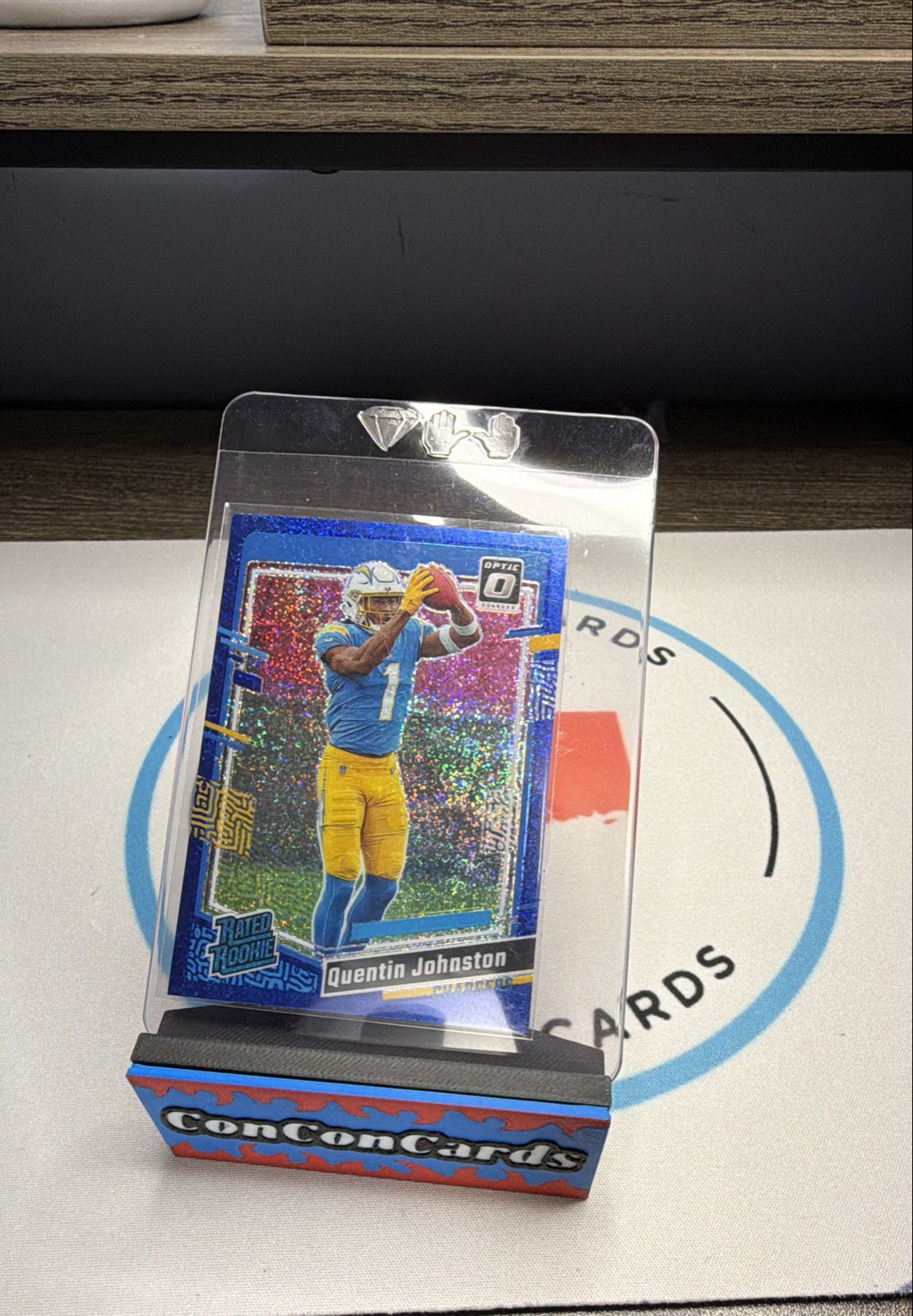 2023 Donruss Optic - Rated Rookie Quentin Johnston #265 Blue Glitter Prizm (RC)