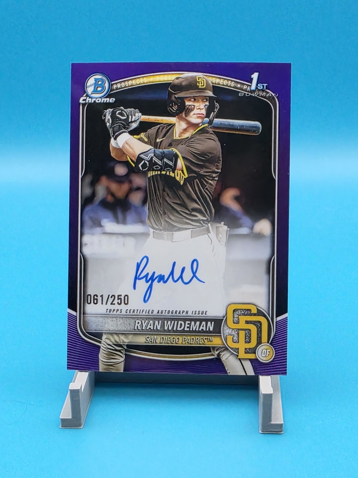 Ryan Wideman 2025 Bowman Chrome Draft 1ST PURPLE AUTO /250 - Padres 
