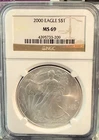 2000 SILVER AMERICAN EAGLE - $1 - NGC MS69 - Brilliantly Uncirculated