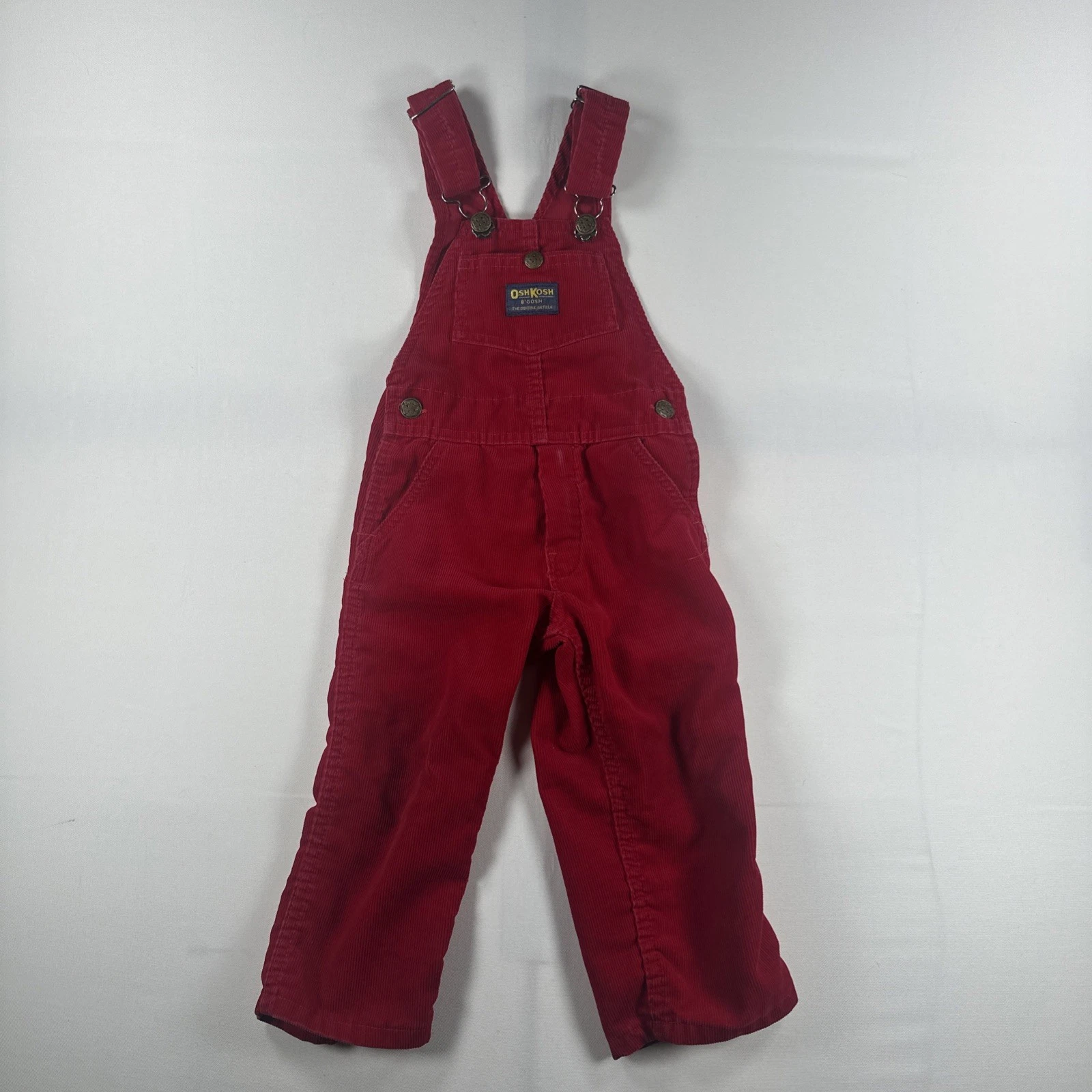 Oshkosh B’Gosh Corduroy Red Overalls Size 3T Vintage 90s Baby Clothes