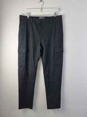M&S Men's Trousers Size 34''/33'' Black Cotton Stretch Denim Cargo Jeans New