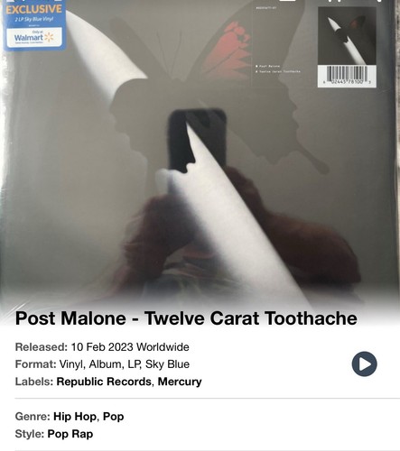 Post Malone Twelve Carat Toothache Sealed NIP Vinyl LP - Foto 4 di 4