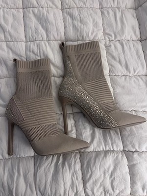 STEVE MADDEN Rhinestone Stretch Sock Ankle Boots 