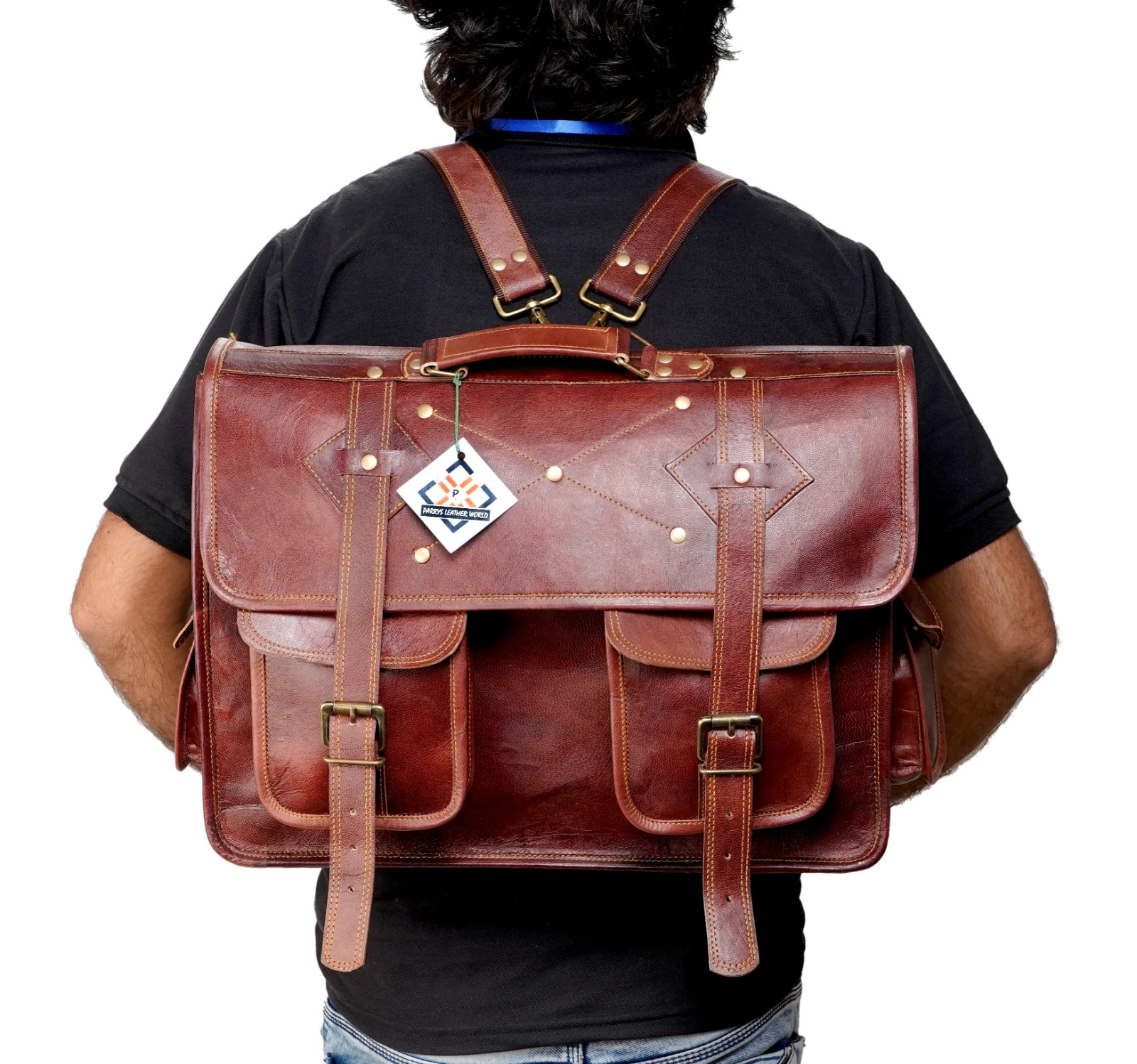 Bolsa Bandolera De Cuero Hecha A Mano Para Viajes Para Hombres (Marrón) PL1-1.3