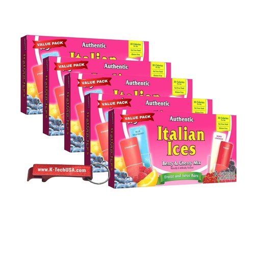 Wyler's Italian Ice Freezer Bars Pack of 5 Berry Cherry Mix with Keychain