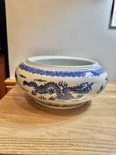 Qing Qianlong Inspired Blue And White Porcelain dragon Bowl