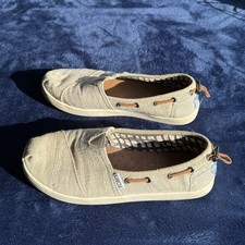 Toms Loafer Youth 3Y Beige Tan Bimini Round Toe Slip On Casual Shoes Boat