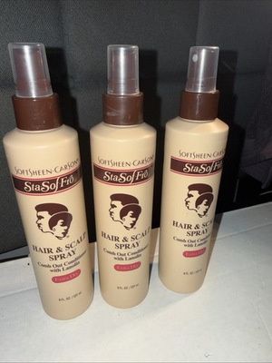 #ad 3X SoftSheen Carson Sta Sof Fro Hair amp; Scalp Spray Comb Out Conditioner 8oz New $100.00