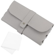 Leather Glasses Case Soft Sunglasses Pouch Slim Portable Eyeglass Holder Gray