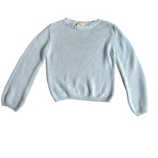 Elie Tahari Powder Blue Minimalist Knit Sweater Quiet Luxury Medium Retail 228