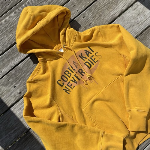 Mens Yellow Cobra Kai Heavy Weight Hoodie Size Small - Picture 2 of 6
