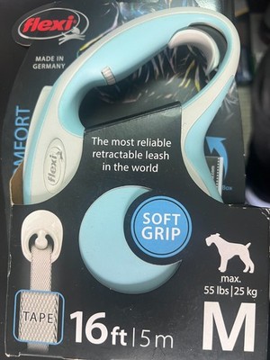 Flexi New Comfort Tape Leash BLUE 16 ft, M Dogs Up To 55 lbs. 6336