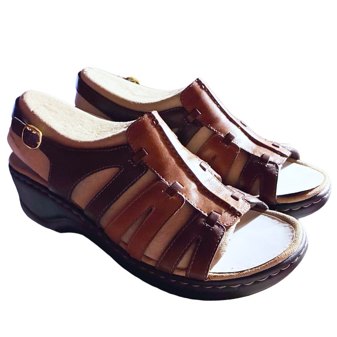Sandals Clarks Merliah 2 Ruby Tan Combination NEW Comfort Foam Sandal Shoes-image