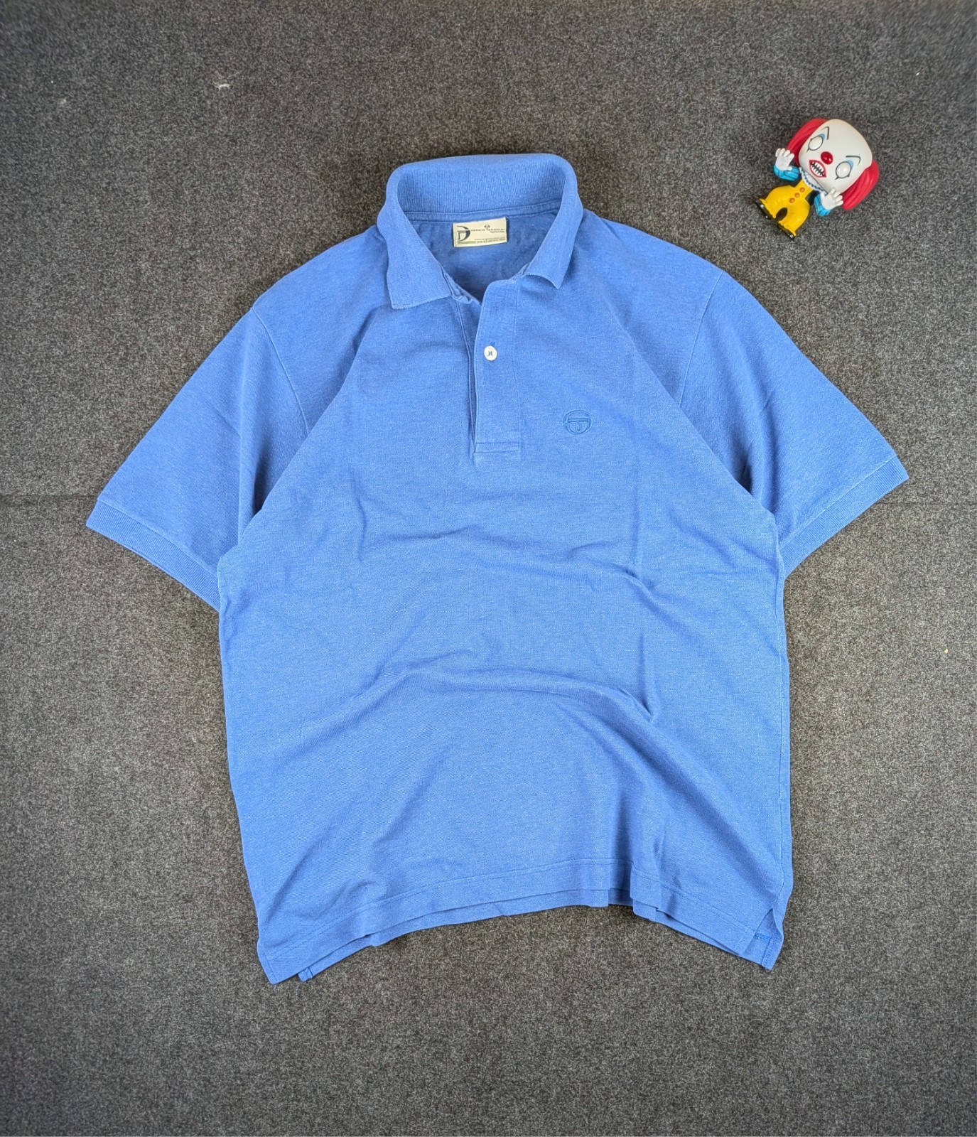 Polo di Sergio Tacchini vintage da uomo, anni '90, blu in taglia M