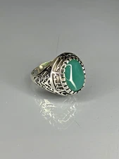 Agate Stone 925 Sterling Silver Men's Ring: Islamic Pattern Handmade Jewelry