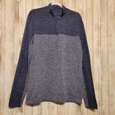 Marc Anthony Shirt Mens L 1/4 Zip Slim Fit Pull Over Long Sleeve Blue