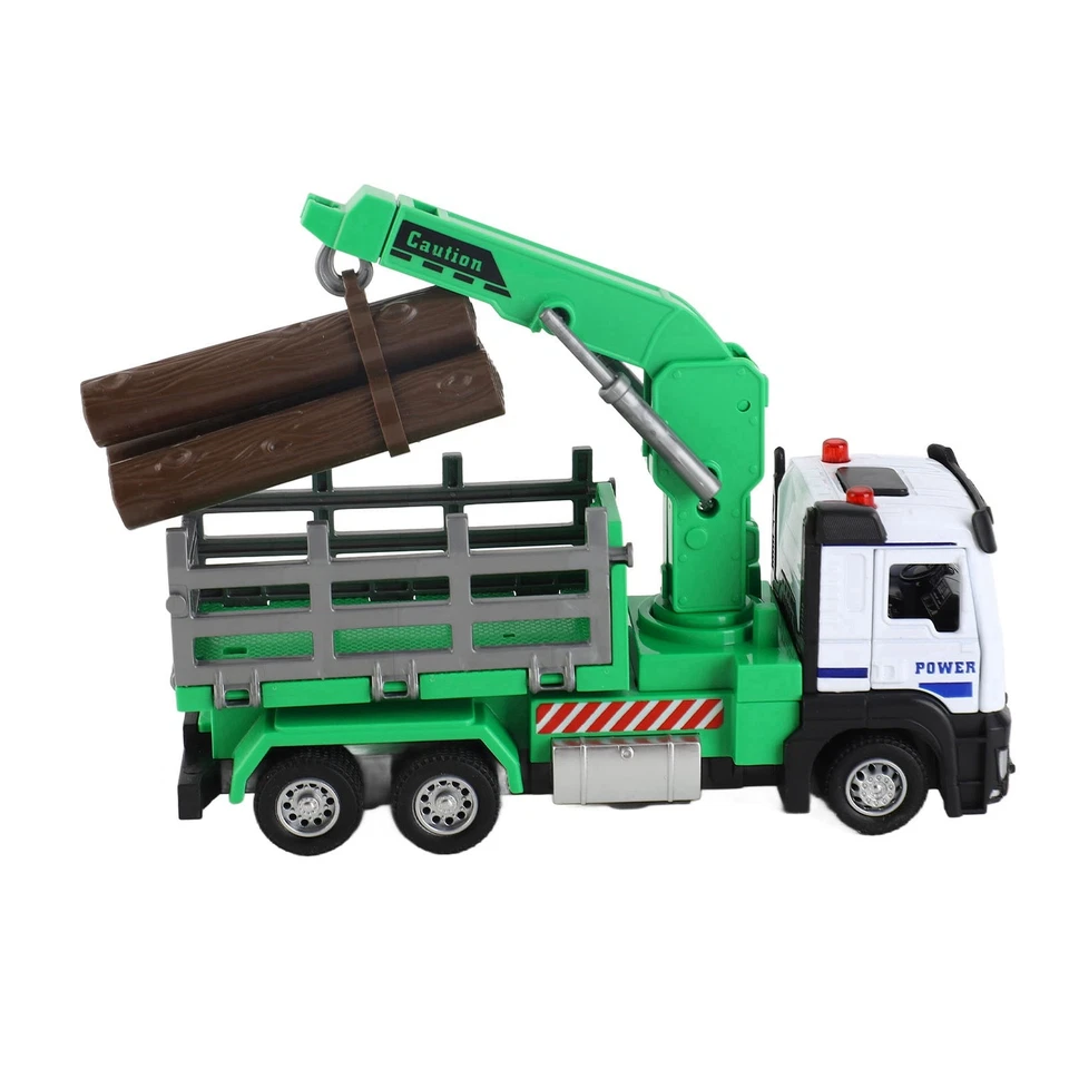 (Green)Logging Truck Toy 1:32 Loading Tractor Log Truck Toy Tilting Loading - Image 4 of 4