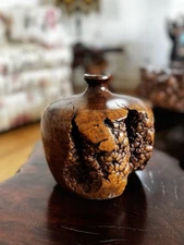 Turned Burl Wood Rustic Organic Vase Bud Vase