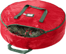 30-Inch Heavy Duty Wreath Storage Bag - Waterproof Red Container for Year-Round
