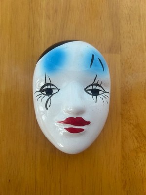 Vintage DAVAR of Taiwan Mime Ceramic Trinket Box Lid ONLY
