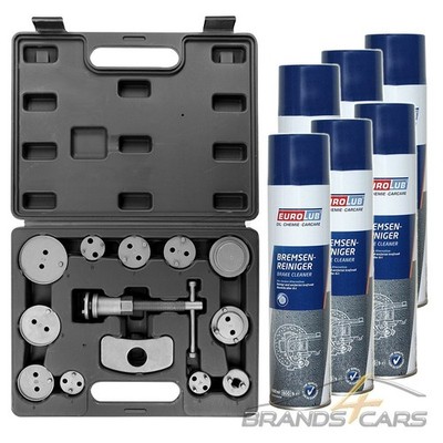 ENVA BREMSKOLBENRÜCKSTELLER 13 TEILIG + 6x 600ml EUROLUB BREMSENREINIGER