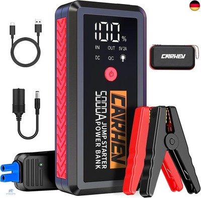 CARHEV 5000A Starthilfe Powerbank für Pkw, Booster Auto Starthilfe, 12V Starter