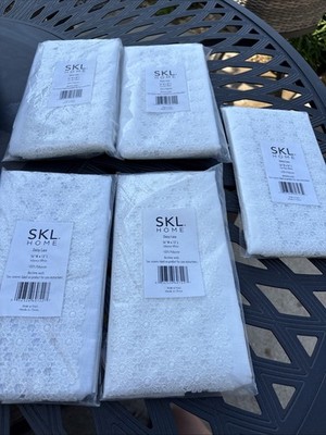 SKL Home Daisy Lace White Rod Pocket Curtain Tier And Valance Lot LOC T