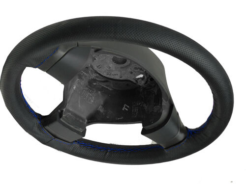 FITS MG MGA 55-62 BLACK PERFORATED LEATHER STEERING WHEEL COVER BLUE STITCHING - Picture 1 of 1