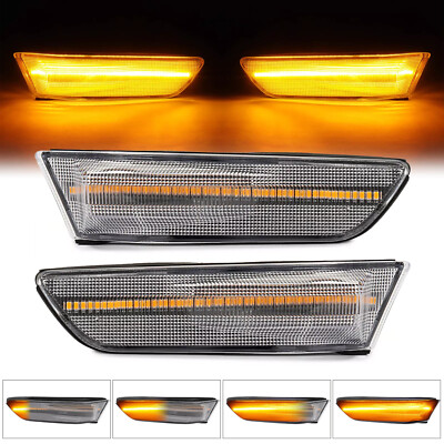 Front Sequential Amber LED Side Marker Lights For Infiniti G35 2-Door 2003-2007