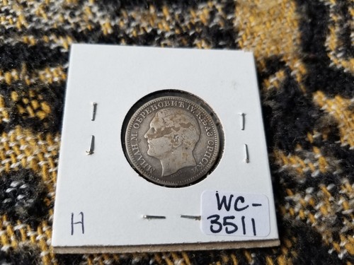 Serbia 1 Dinar 1879 Silver Circulated - Picture 2 of 2