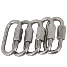 Multifunctional SS304 Quick Link Lock Ring Carabiner M4 Set of 5 Silver Tone