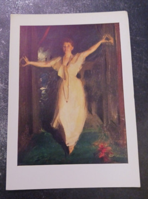 vtg postcard Anders Zorn Isabella Stewart Gardner in Venice art unposted