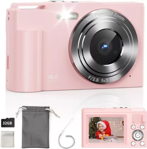 Digital Camera, FHD 1080P Kids Digital Point and Shoot Camera with 16X Digital Z