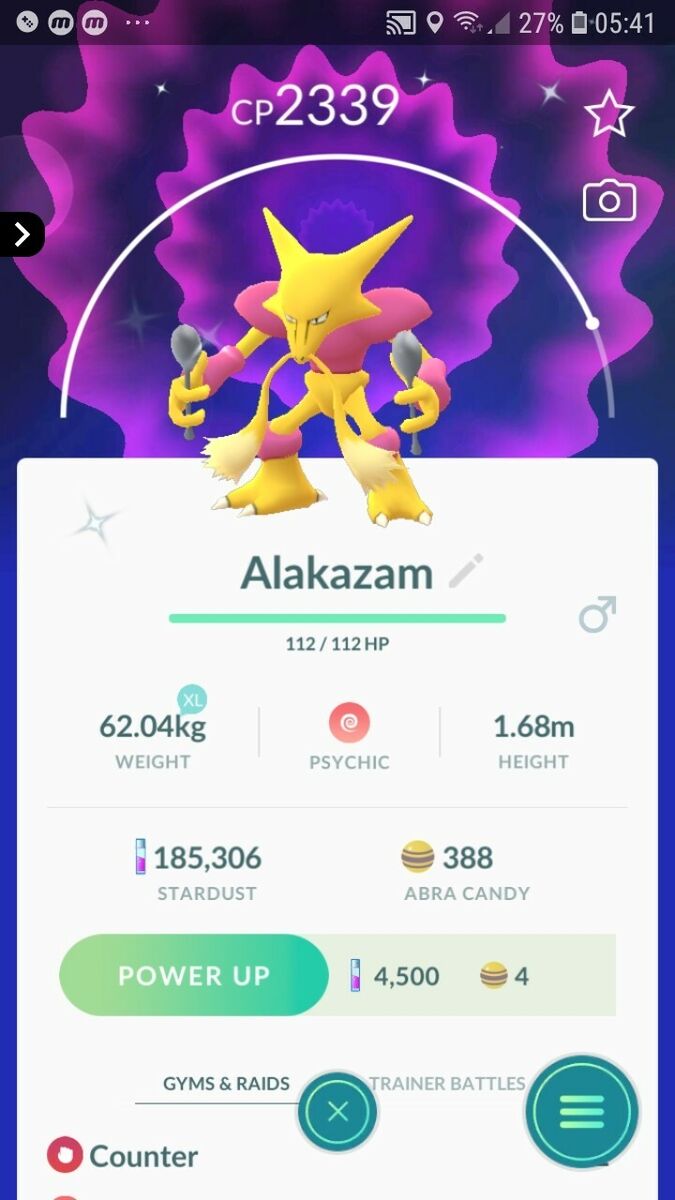 Shiny Alakazam ( Abra Evolution ) Pokemon Trade Go