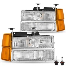 For 94-98 Chevy Silverado C10 C/K 1500 2500 3500 Headlights Bumper Lamp w/ Bulbs