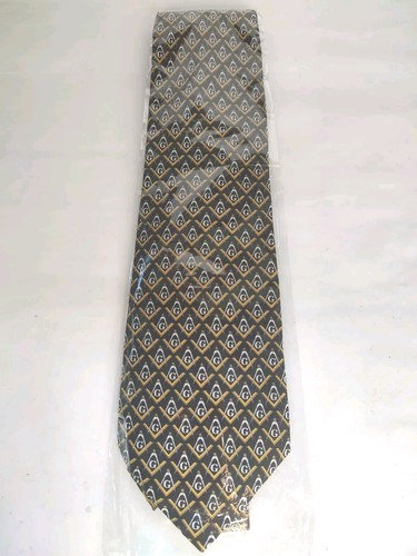 Black and Gold Masonic Tie. 100% Silk. Handmade by Rapheala. Paris/ New York.