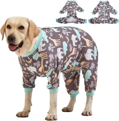 LovinPet 4-Leg Dog Pajamas Stretch Knit Solid Year-Round for Pitbull/Lab/Boxer