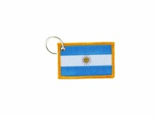 Keychain keyring embroidered embroidery patch double sided flag argentina