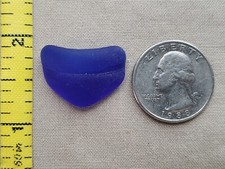 GENUINE BEACH SEA GLASS SURF TUMBLED COBALT BLUE NECK LIP FROSTED PENDANT R2