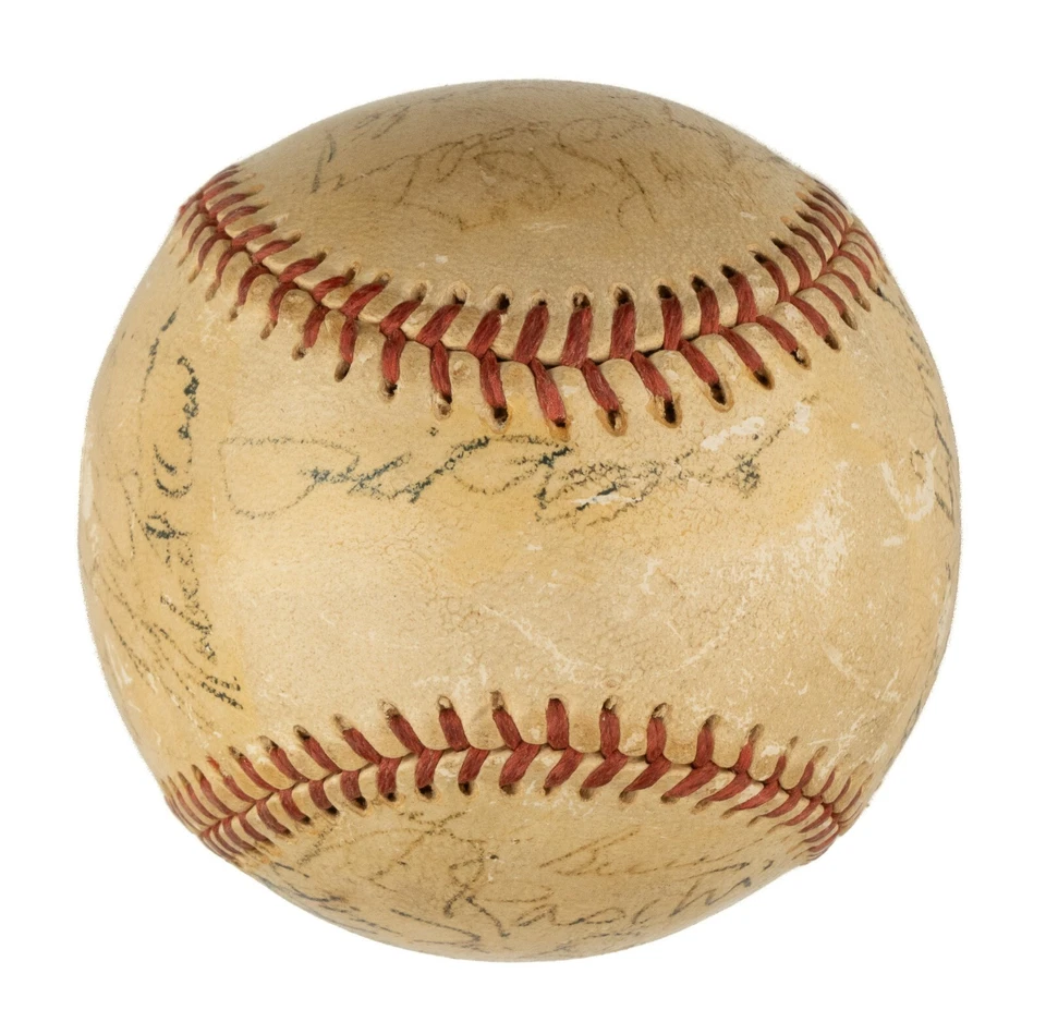 1952 New York Yankees World Series Champs Team Signed Baseball Mickey Mantle JSA - Image 2 of 4