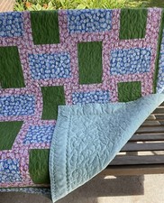 Quilt floral daisy throw size 47" x 58" cotton fabric handmade