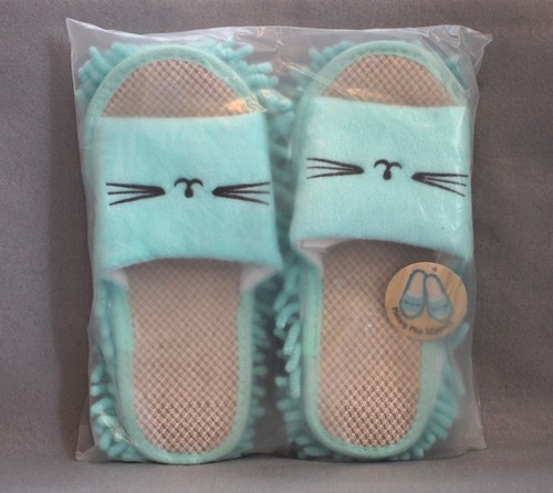 Meowy Mop Slippers from Cat Lady Box Aqua NEW NWT - Picture 2 of 19