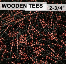 50X 2 3/4" 70MM LONG LENGTH BLACK ORANGE NEW GOLF NATURAL REAL WOOD TEE PGA
