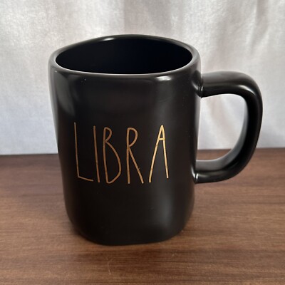 Rae Dunn Libra Mug Black Gold Astrology Stars C Handle Coffee Mug Tea Cup