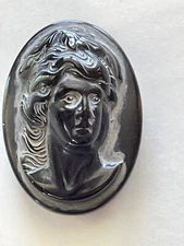 Vintage Bakelite/Lucite Cameo Black, 18x25mm