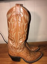 Vintage Tony Lama Ostrich Quill Cowboy Boot Women s SZ 5-5.5 B Brown EXCELLENT