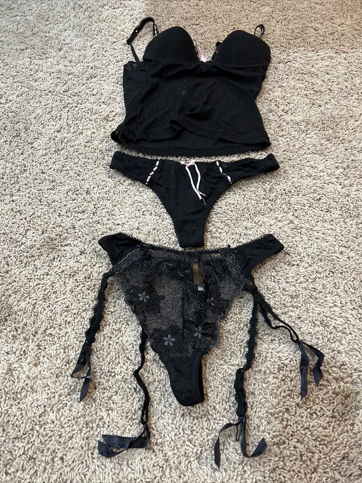 Donna Loren Etiqueta Dorada Cami, Tanga, Tanga y Niño Pantalones Cortos Con Ligas Lencería L Foto 2 de 4