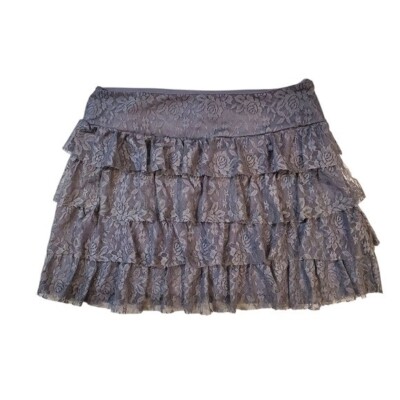 Ambiance Lace Tiered Ruffle Mini Skirt Junior Size Large